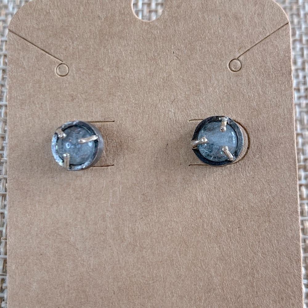 Sterling Silver 925 Light Blue Stone Stud Earrings